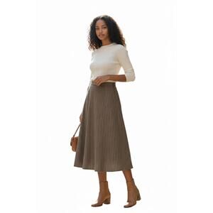 Pierre Cardin Magnim Tweed  A line Herringbone Skirt Brown Womens 8 Vintage